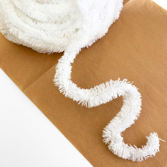 Wired Yarn Trim in White ~ Soft and Fluffy ~ 1 yd.